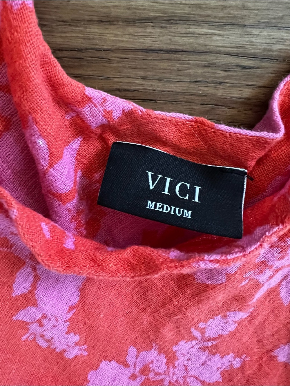 Vici Pink and orange Floral Tie-Shoulder cotton Midi Dress size Medium - Picture 6 of 9
